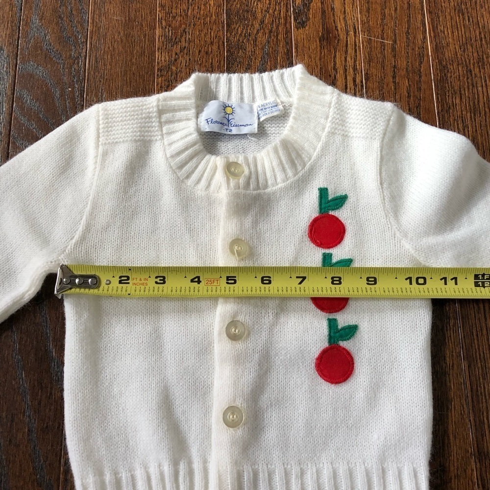 Vintage Florence Eiseman Girls 2T Cherries Sweater w/Green/White Gingham Jumper - Picture 9 of 16